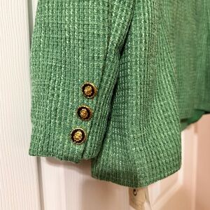 MOTF Textured Green Blazer with Gold Buttons